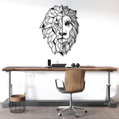 Cadeali Lion Head Metal Wall Art - Gold 18x24