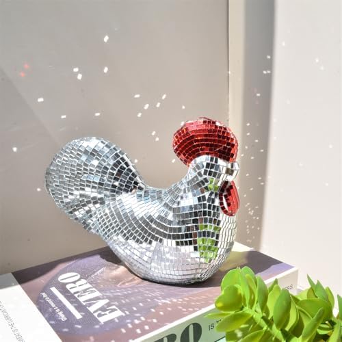 Modern Mirror Disco Ball Chicken Shape Decor