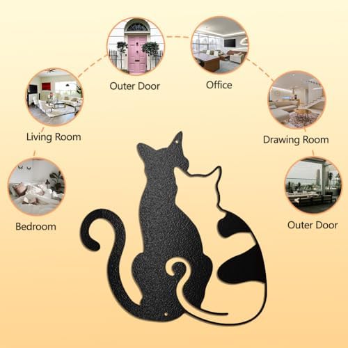 WADORN Metal Cat Wall Sculpture Decor