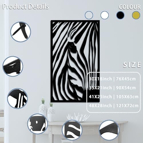Zebra Metal Wall Art Abstract Line Decor Rustic Wall Sculpture