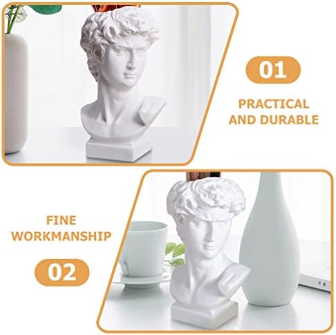 Greek David Bust Statue Resin Head Vase Office Decor