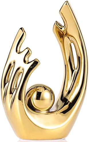 Modern Art Golden Ceramic Statue Home Decor Centerpiece