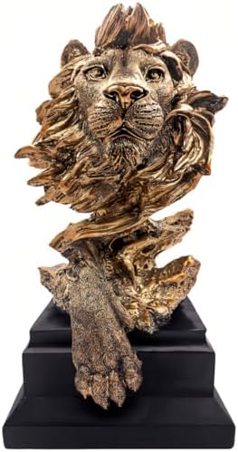 CUZOKOLA Large Golden Lion Head Statue Collectible Home Decor