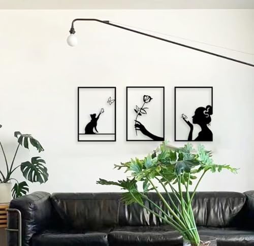 Cape Leadwort 3 Pcs Black Metal Wall Sculptures