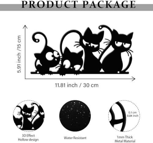 ACRNIGHEET Black Cat Wall Art Decor Sculpture