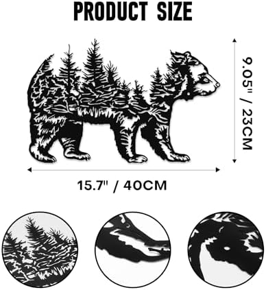 Rajukit Bear Decor - Rustic Wall Sculpture with Mountain and Trees