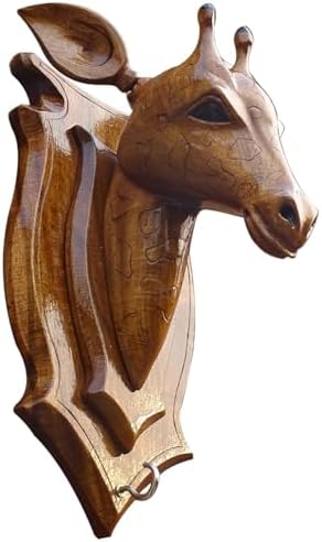 Handcrafted Wooden Giraffe Wall Sculpture - 12x6x6 Inches