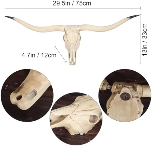 Realistic Longhorn Bull Skull Wall Decor
