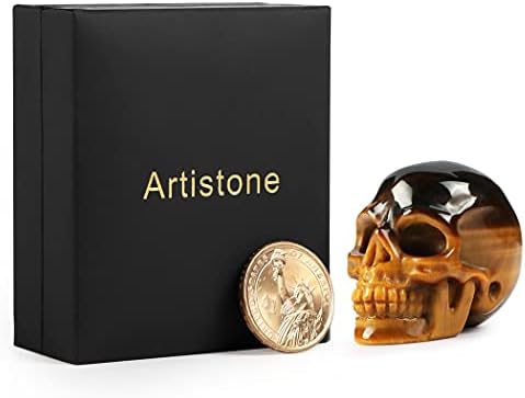 Artistone 2 Inch Tiger Eye Crystal Skull Statue