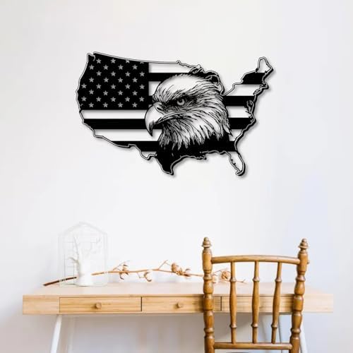 Trpiox Large Metal Eagle Wall Decor with American Flag