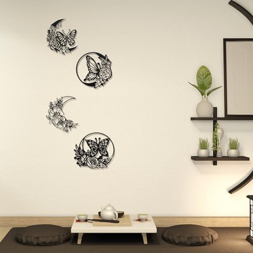 Photect 4 Pcs Butterfly Metal Wall Decor