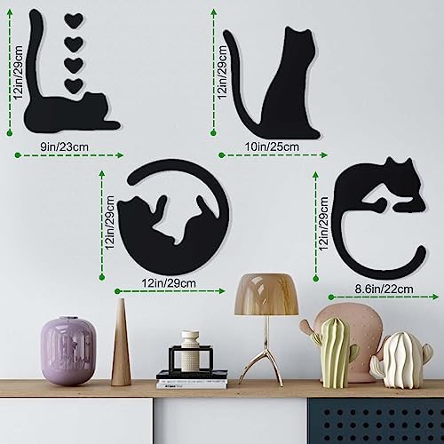 8Pcs Black Metal Cat Wall Art Set