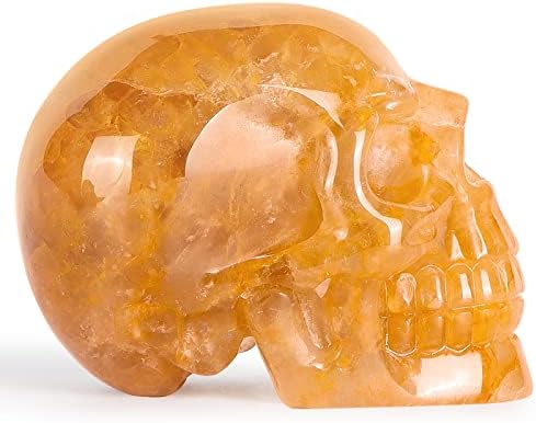 30 Inch Citrine Crystal Skull Statue Decor