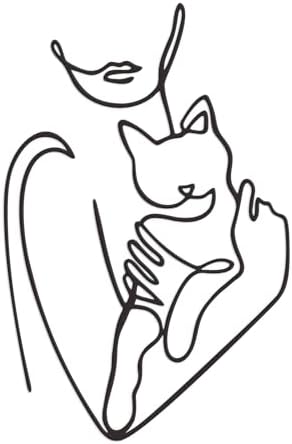 Rajukit Women And Cat Metal Wall Decor