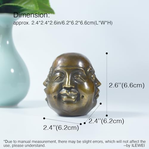 Four Face Buddha Head Statues Brass Sculpture