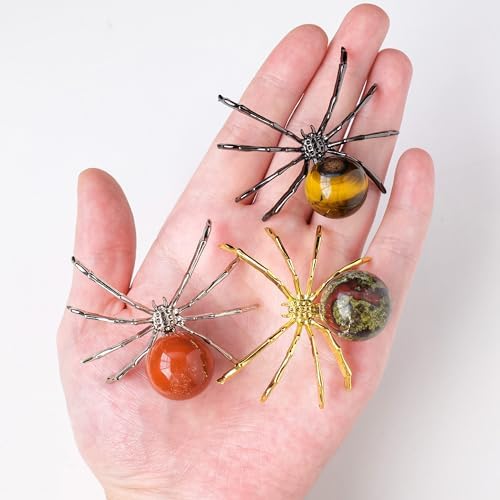 Runyangshi Natural Crystal Tiger Eye Spider Statue Ornament