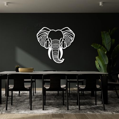 DuiDuiQ Elephant Metal Wall Art White 19x19 Inches