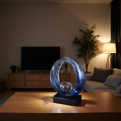 Golden Wave Resin Origami Statue Modern Abstract Home Decor Blue