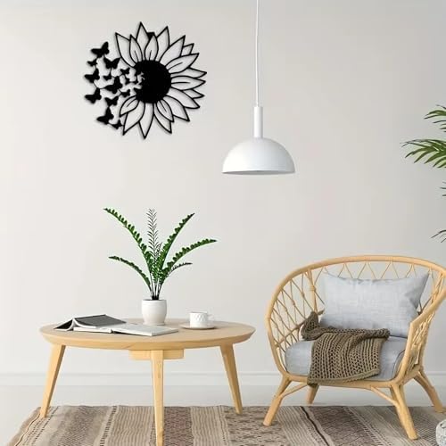 CLKFDCH Metal Sunflower Wall Art Black Decor
