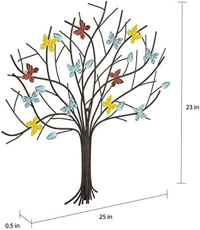 Tree of Life Butterfly Wall Art - Hand Painted Metal Sculpture