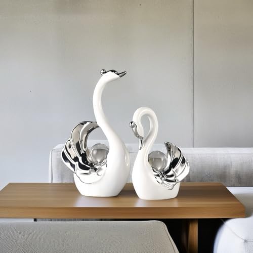 XINDAM Swan Figurines with Crystal Ball Decor 1