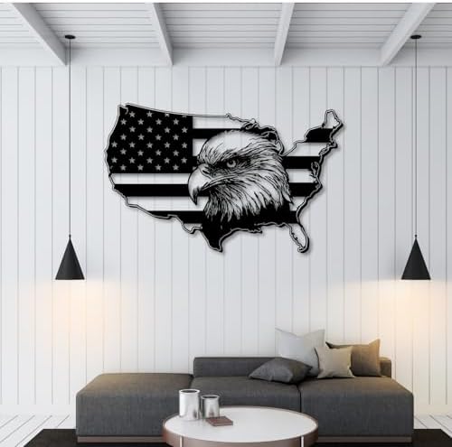 Trpiox Large Metal Eagle Wall Decor with American Flag