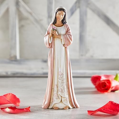 Michael Adams Hand-Sculpted Catholic Madonna of the Rose Statue