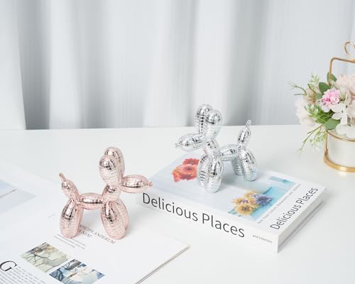 Disco Silver Dog Statue Decor 5 Inch