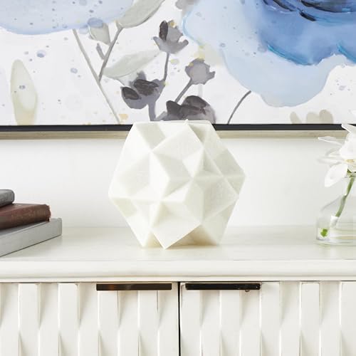 Deco 79 Polystone Geometric Sculpture White 7x7x7