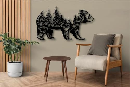 NORTH KAISER Bear Forest Wall Art Black Metal Decor