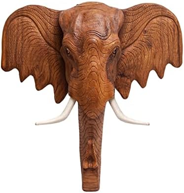 Getrelax Thai Elephant Head Wall Sculpture 12 Inch Tall