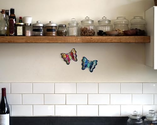 Yair Emanuel 3D Metal Butterfly Wall Art - Blue 35 X 43 Inch