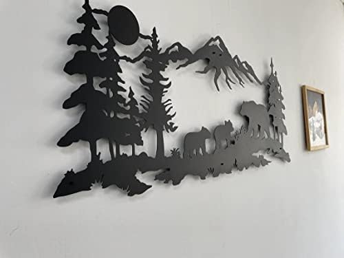 DEKADRON Metal Wall Art Bear Family Sculpture