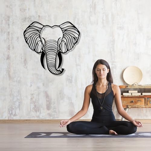 DuiDuiQ Elephant Metal Wall Art White 19x19 Inches