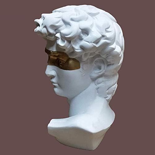 Greek David Head Statue - White Resin Figurine Decor