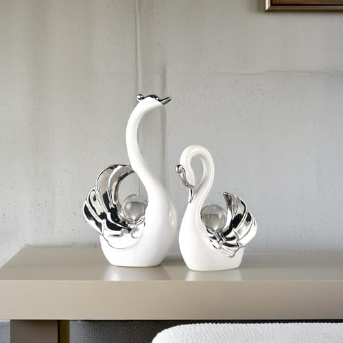 XINDAM Swan Figurines with Crystal Ball Decor 1