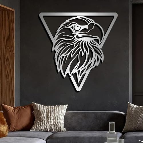 Bald Eagle Metal Wall Art - 24x24 Inch Silver Sculpture