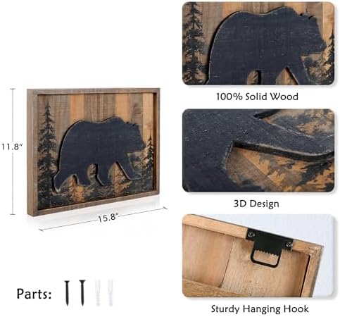 NIKKY HOME 3D Bear Wood Forest Wall Decor