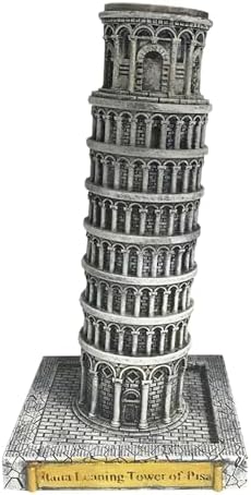 Italy Leaning Tower of Pisa Statue Sculpture - Gray Resin Decor
