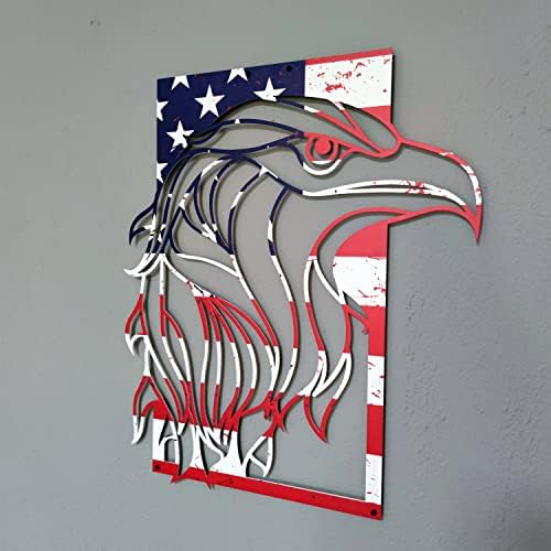 Venovez American Flag Wall Decor Metal and Wood