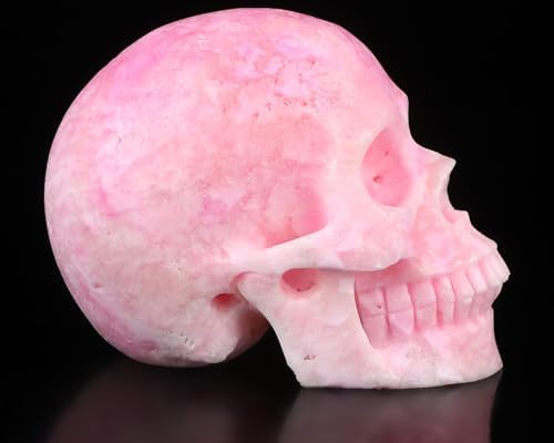 Skullis Pink Aragonite Crystal Skull Sculpture