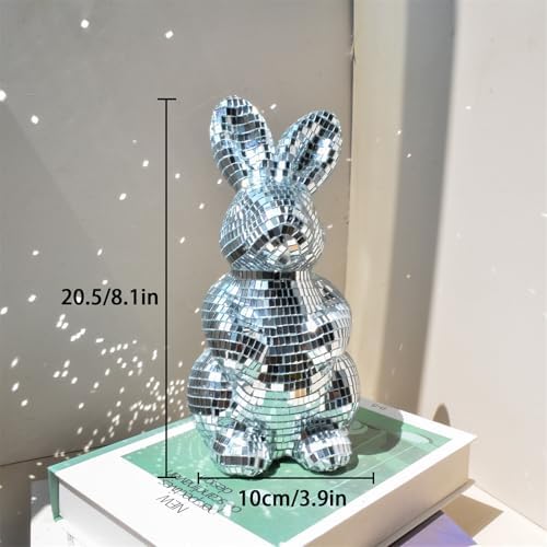 Modern Mirror Disco Ball Bunny Shape 8 Decorative Sculpture
