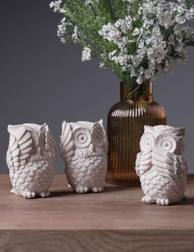 HAUCOZE 3pcs Owl Statue Animal Decor Modern Arts Sculpture