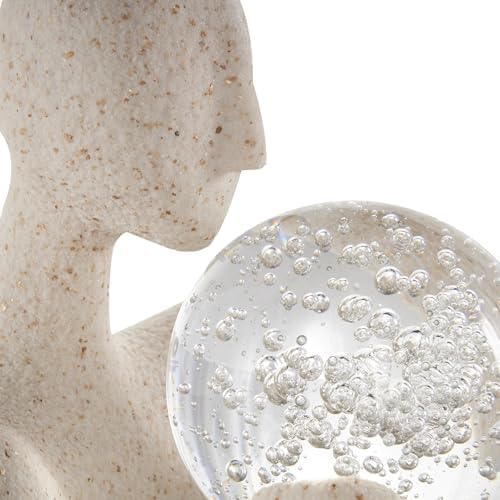 Deco 79 Polystone Figurine with Clear Glass Ball and Gold Speckles