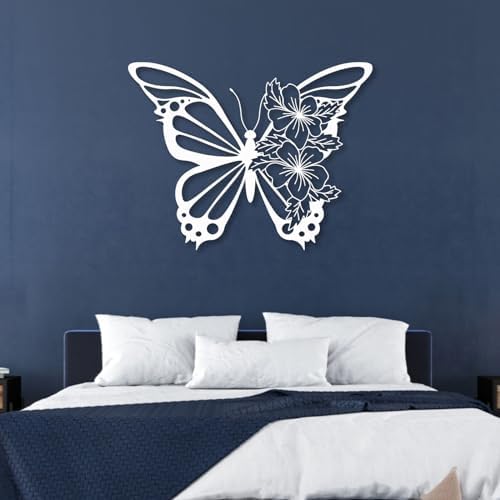 Idadey Metal Butterfly Wall Art Modern Cut Floral Design