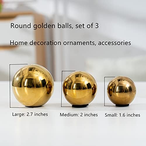 Golden Ball Ceramic Decor Set of 3 Modern Art Sculpture