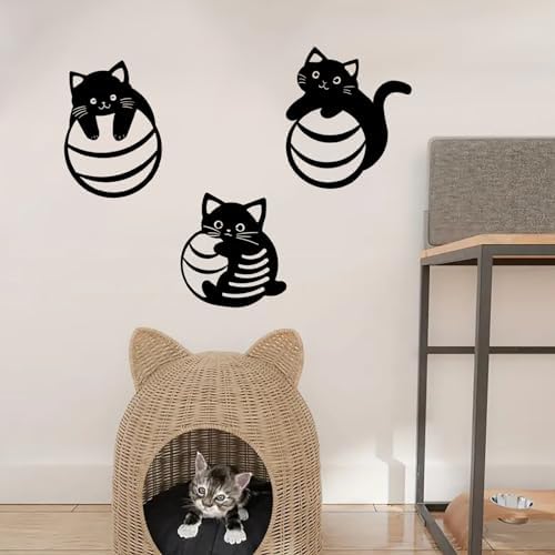 Black Metal Cat Wall Decor Minimalist Abstract Design
