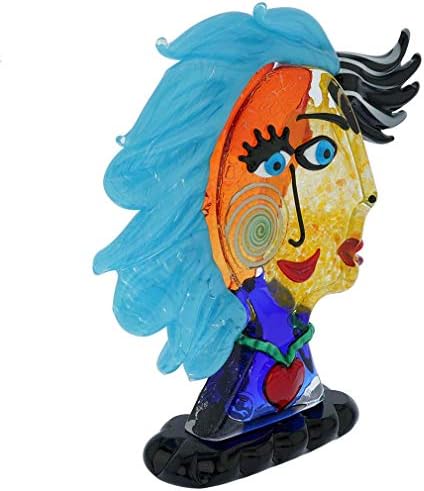 Murano Glass Picasso Head of A Woman with Blue Hair