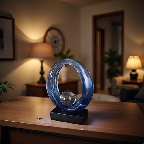 Golden Wave Resin Origami Statue Modern Abstract Home Decor Blue