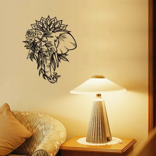 Rajukit Elephant with Lotus Metal Wall Art